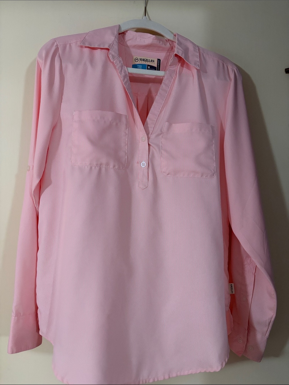 Magellan Outdoors Light Pink Long-Sleeve V-Neck Tunic